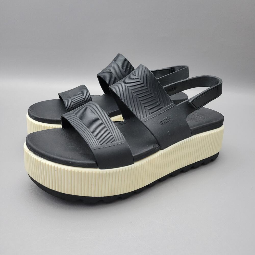 REEF Black Water Vista Higher Platform Rubber Sandals Women's Size 9 EU 40